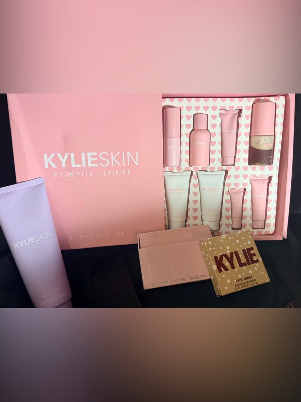 Kylie Skin Bundle Set + Lotion Highlighter Lashes NEW